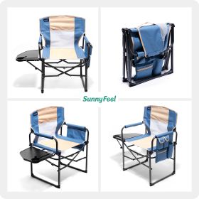 Camping Directors Chair, Heavy Duty,Oversized Portable Folding Chair with Side Table, Pocket for Beach, Fishing,Trip,Picnic,Lawn,Concert Outdoor Folda