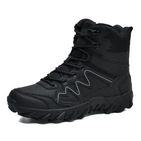 Outdoor Men Hiking Shoes Waterproof Breathable Tactical Combat Army Boots Desert Training Sneakers Anti-Slip Mens Military Boots (Color: Black, size: 42)