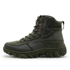 New Men's Military Boots High Top Outdoor Hiking Shoes Men Anti-collision Quality Army Tactical Sport Jogging Trekking Sneakers (Color: Green, size: 46)