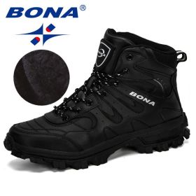 BONA New Designers Nubuck Hiking Boots Krasovki Tactical Shoes Men Outdoor Non-Slip Hiking Shoes Man Mountain Shoes Trendy (Color: Black silver grey, size: 9)