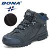 BONA 2022 New Designers Popular Hiking Boots Men Snow Warm Sneakers Man Padded Trekking Winter Action Leather High Top Footwear