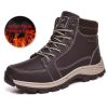 Brand Winter Leather Men Boots Plush Warm Men Snow Boots Outdoor Non-slip Hiking Boots Men Winter Shoes Men Sneakers Size 39-48