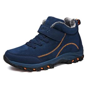 Waterproof Winter Men Boots Warm Fur Snow Women Boots Men Work Casual Sneakers Outdoor Hiking Boots Rubber Ankle Boots Size 48 (Color: Blue, size: 8)