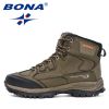 BONA 2022 New Designers Nubuck Hiking Shoes Men Non-Slip Outdoor Wear-Resistant Trekking Footwear Man High Top Plush Snow Boots