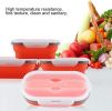 Lunch Box Collapsible Silicone Food Storage with Fork Spoon Expandable Eco Lunch Bento Box BPA-Free Dishwasher Freezer Microwave Safe